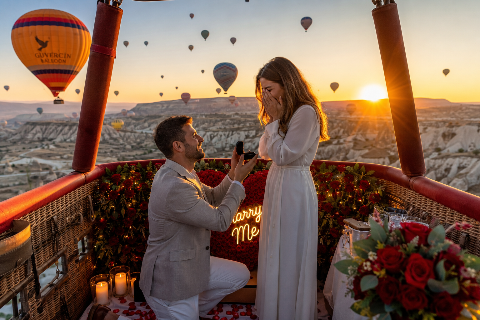Marriage Proposal in a Hot Air Balloon